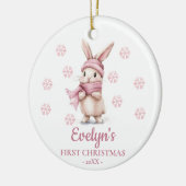 Rabbit Personalized Girl's First Christmas Keramik Ornament (Links)