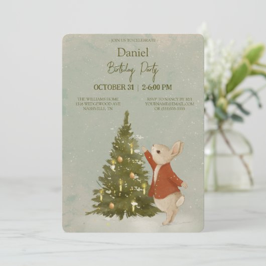 Rabbit Peter С Weihnachten Einladung (Stehend Vorderseite)