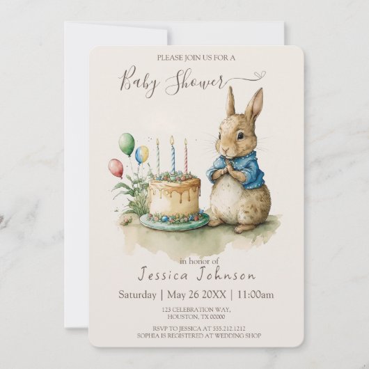 Rabbit Peter Baby Dusche Einladung (Vorderseite)