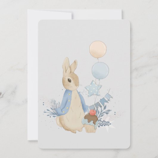 Rabbit Peter Baby Dusche Sein a Boy Einladung (Rückseite)