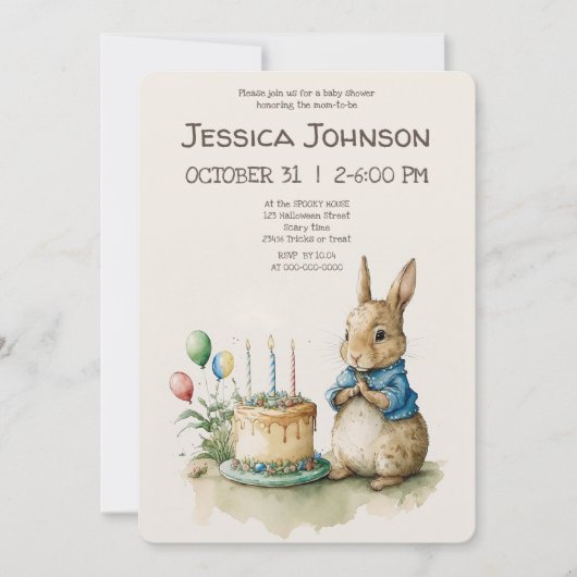 Rabbit Peter Baby Duwer Einladung (Vorderseite)