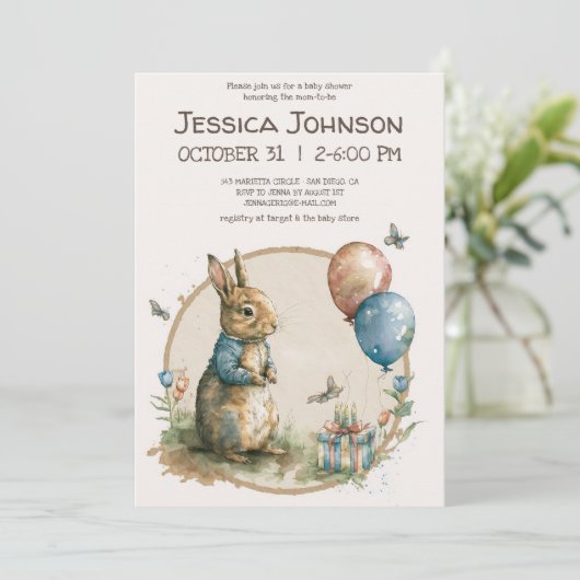 Rabbit Peter Baby Duwer Einladung (Stehend Vorderseite)