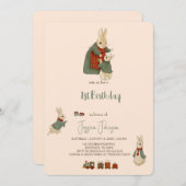 Rabbit Peter Weihnachten 1. Geburtstag Einladung (Vorne/Hinten)