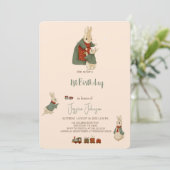 Rabbit Peter Weihnachten 1. Geburtstag Einladung (Stehend Vorderseite)