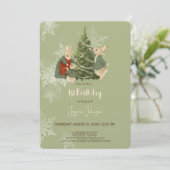 Rabbit Peter Weihnachten 1. Geburtstag Einladung (Stehend Vorderseite)