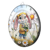 Rabbit pink ears white daisies dartscheibe (Vorderseite rechts)