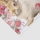 Rabbit Pink Rose Blume Französisch Script Decoupag Seidenpapier (Ausschnitt)