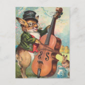 "Rabbit Playing the Cello" Vintage Postkarte (Vorderseite)