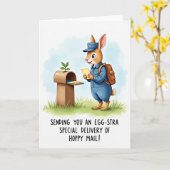 Rabbit Postman Delivery Card Karte (Gelbe Blume)