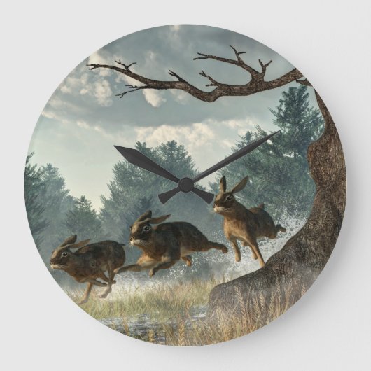 Rabbit Race Große Wanduhr (Vorderseite)