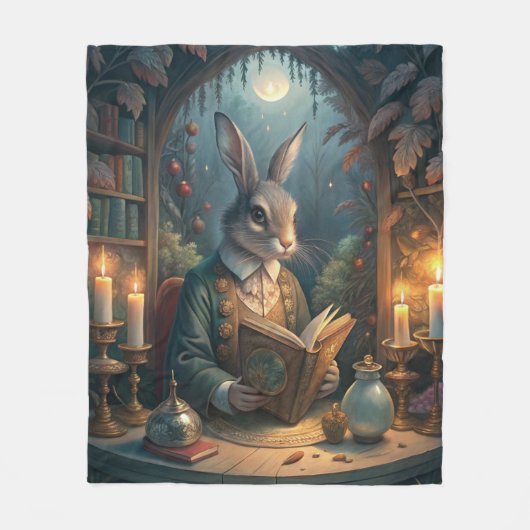 Rabbit Reading Fleecedecke (Vorderseite)