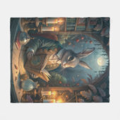 Rabbit Reading Fleecedecke (Vorderseite (Horizontal))