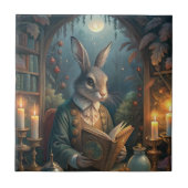 Rabbit Reading Fliese (Vorderseite)