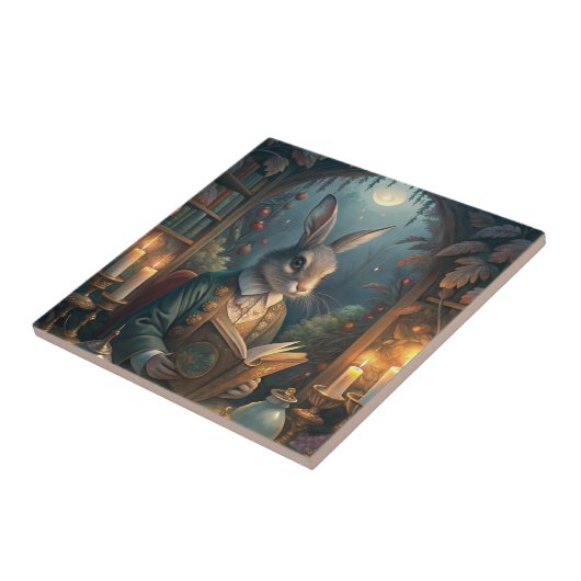 Rabbit Reading Fliese (Seite)