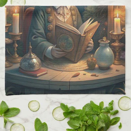 Rabbit Reading Geschirrtuch (Gefaltet)