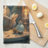 Rabbit Reading Geschirrtuch (Viertel Falte)