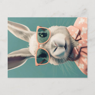 Rabbit Retro Couture in stilvollem floralen Shirt Postkarte