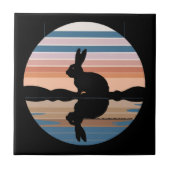 Rabbit Retro Sunset Fliese (Vorderseite)