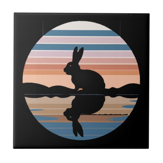 Rabbit Retro Sunset Fliese (Vorderseite)