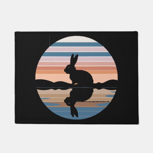 Rabbit Retro Sunset Fußmatte (Vorderseite)