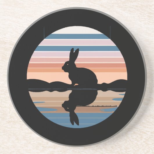 Rabbit Retro Sunset Getränkeuntersetzer (Vorne)