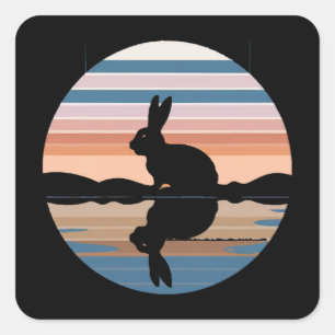 Rabbit Retro Sunset Quadratischer Aufkleber