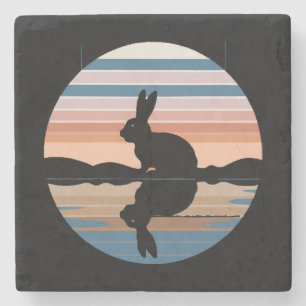 Rabbit Retro Sunset Steinuntersetzer