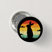 Rabbit Retro Vintager 80er Style Bunny Lover Button (Vorne & Hinten)