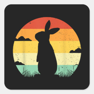 Rabbit Retro Vintager 80er Style Bunny Lover Quadratischer Aufkleber