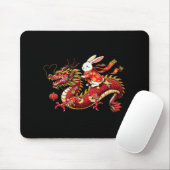 Rabbit Ride Chinese Dragon Funny Mens Womens Happy Mousepad (Mit Mouse)