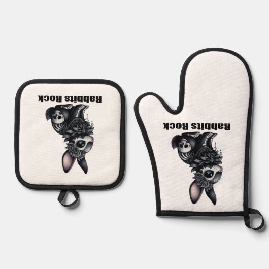 Rabbit Rock Ofenhandschuh & Topflappen-Set (Vorderseite)