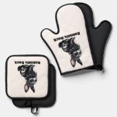 Rabbit Rock Ofenhandschuh & Topflappen-Set (Vorderseite/Rückseite)