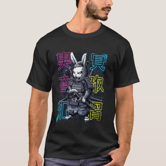Rabbit Samurai Warrior japanische Kunst T-Shirt (Vorderseite)
