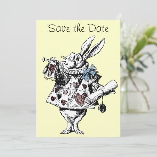 Rabbit-Save the Date-Karte der Alice im Wunderland Save The Date (Stehend Vorderseite)