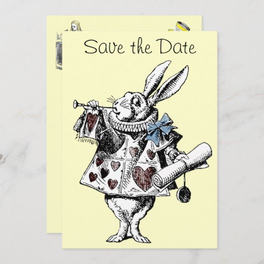 Rabbit-Save the Date-Karte der Alice im Wunderland Save The Date (Vorne/Hinten)