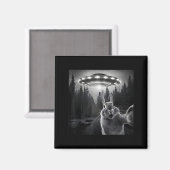 Rabbit Selfie With Ufo - Funny Bunny Graphic Alien Magnet (Vorderseite/Rückseite)