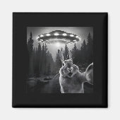 Rabbit Selfie With Ufo - Funny Bunny Graphic Alien Magnet (Vorne)