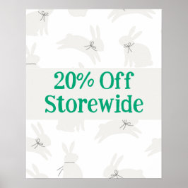 Rabbit Sign, 20% Rabattposter, Osterverkauf Poster