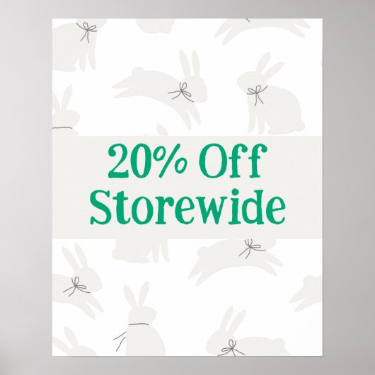 Rabbit Sign, 20% Rabattposter, Osterverkauf Poster (Vorne)