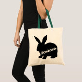 Rabbit Silhouette Personalized Name Tote Bag Tragetasche (Vorderseite (Produkt))