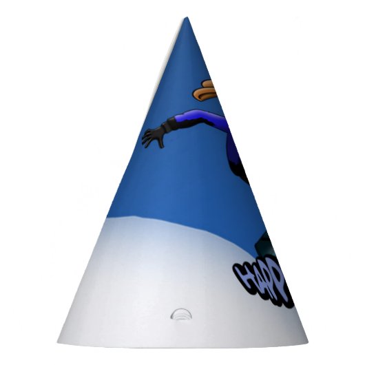 Rabbit Snowboarder Geburtstag Partyhütchen (Links)