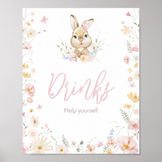 Rabbit Somebunny Baby Shower Drinks Poster (Vorne)