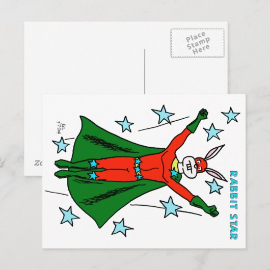 Rabbit Star Postkarte (Vorne/Hinten)