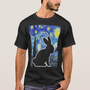 Rabbit Starry Night Bunny Lover Van Gogh Gemälde T-Shirt