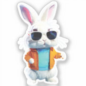Rabbit Sticker with Jacket and Sunglasses (Vorderseite)