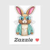 Rabbit Sticker with Jacket and Sunglasses (Blatt)