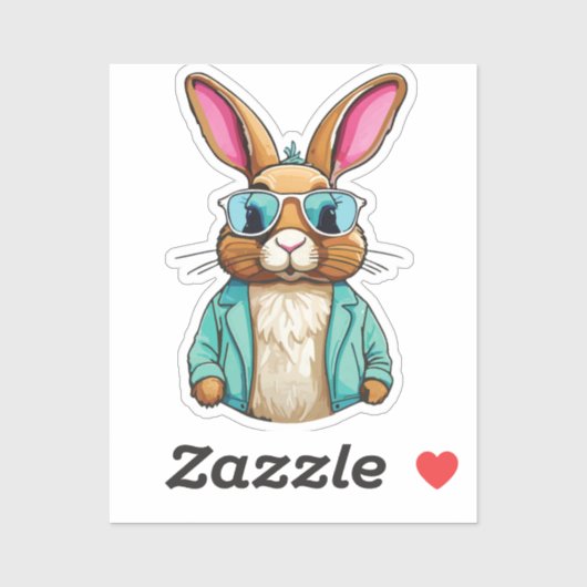 Rabbit Sticker with Jacket and Sunglasses (Blatt)