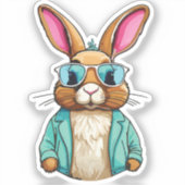 Rabbit Sticker with Jacket and Sunglasses (Vorderseite)