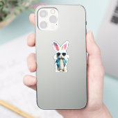 Rabbit Sticker with Jacket and Sunglasses (Telefon)