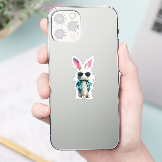 Rabbit Sticker with Jacket and Sunglasses (Telefon)